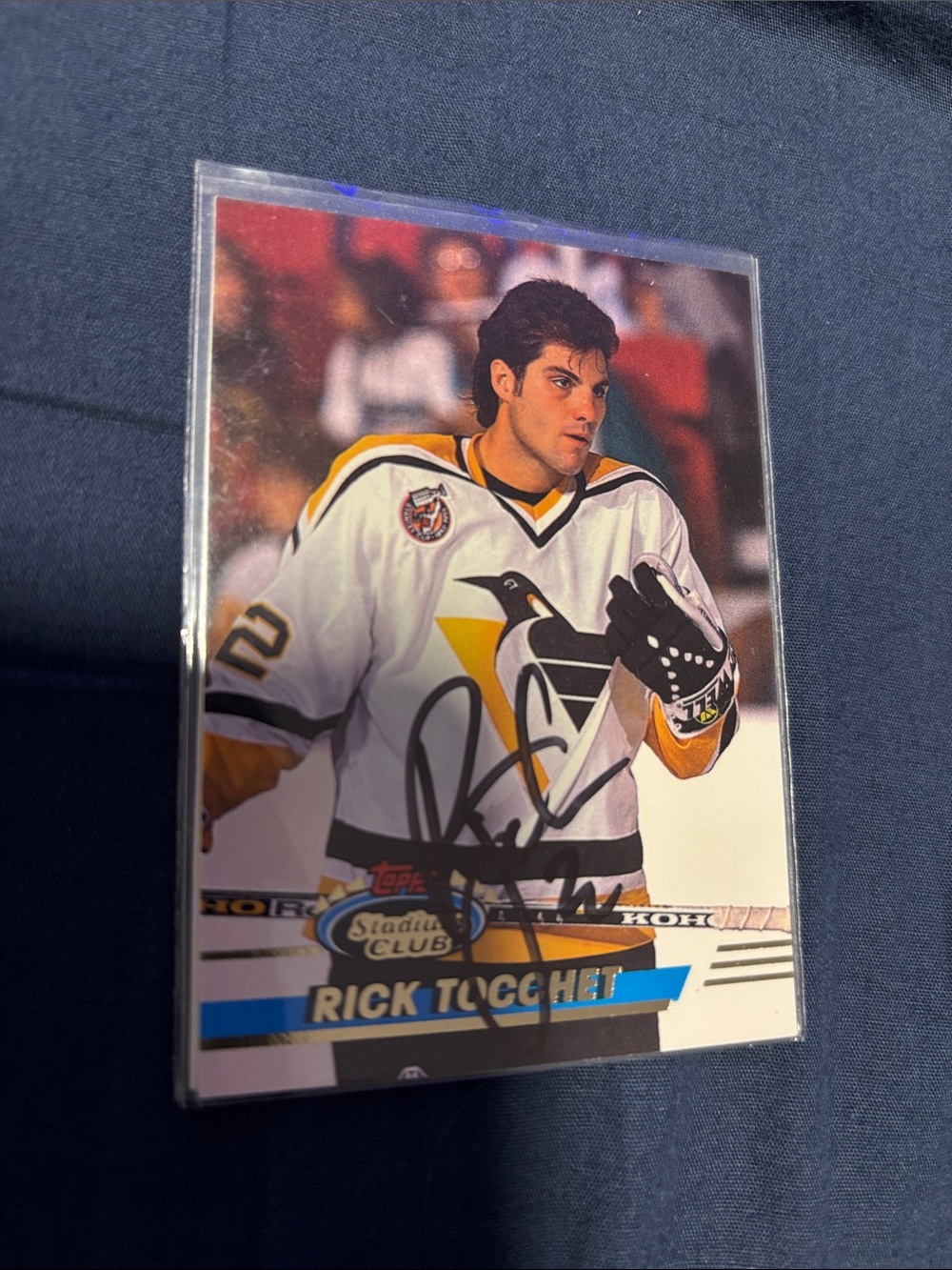 1993-94 Topps Stadium Club Rick Tocchet autographed trading card